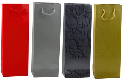 Image de Modèle de sac cadeau de bouteille de vin avec inscriptions 35 X 12 X 9 Cm