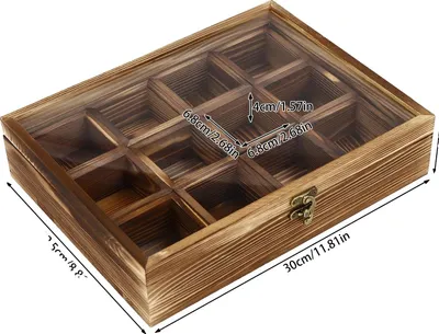 Image de Boîte à épices, 12 compartiments, style rétro, marron
