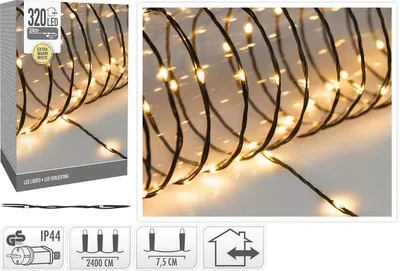 Obrázok produktu pre 320LED drôtové rozprávkové svetlá extra teplá biela 24 metrov IP44 vianočné osvetlenie