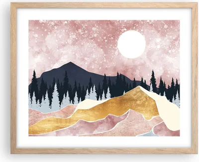 Produktbild von Gerahmtes Poster - Rahmen in heller Eiche - Grafik Modern Landschaft - 50x40 cm - Wand Bild - Wanddeko - Wandbilder - Kunstposter - Wandposter - Bilderrahmen - Bilder - Kunstdruck - P2NAA50x40-4832