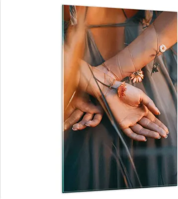 Produktbild von Bilder auf glas - Einteilig - Frau Hände Wiese - 80x120cm - Glasbilder - Wandbilder - Bilder - zum Aufhängen bereit - Wanddekoration aus Glas - Glas Bilder - Wandbild auf Glas - GPA80x120-5126