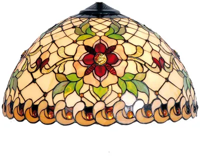 Produktbild von Clayre & Eef Lampenschirm Tiffany Ø 30x18 cm Beige Rot Glas Rose