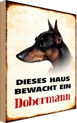 Produktbild von vianmo Holzschild 18x12 cm Hund dieses Haus bewacht ein Dobermann Tier Haustier