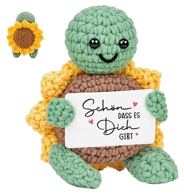 Immagine prodotto di Tartaruga all'uncinetto con girasole, portafortuna, regalo per donne