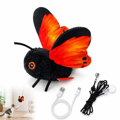 Produktbild von Katzenspielzeug Schmetterling Interaktives Katzenspielzeug mit flatternden Flügeln und 3 Spielmodi
