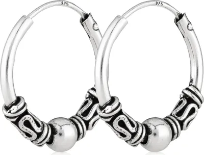 Produktbild von Paar Celtic Creolen 16,5mm Silber 925 Keltische Knoten Ohrringe mit Kugel 3018