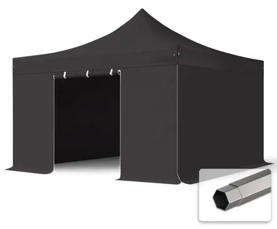 Immagine prodotto di TOOLPORT 4x4 m gazebo pieghevole PVC con laterali, PREMIUM acciaio, nero