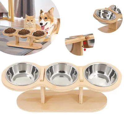 Produktbild von Futternapf Katze Erhöht, Futterstation Katzen 3er Set Näpfe Erhöht, für Wasser Futter