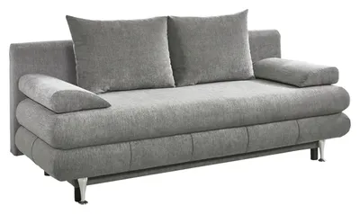 Produktbild von Schlafsofa - Grau - Stoffbezug - mit Gästebettfunktion und Bettkasten - mit Kissen