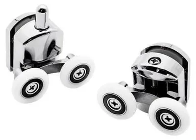 Produktbild von Verchromte Duschrollen für Duschtür, 8er-Set, RVS/Kunststoff, 4 cm