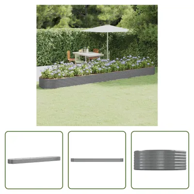 Produktbild von The Living Store Hochbeet Pulverbeschichteter Stahl 544x100x36 cm Grau