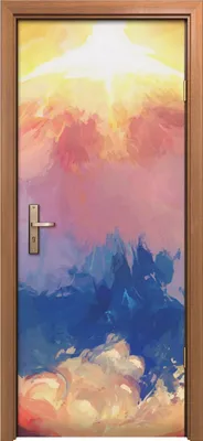 Produktbild von Türposter 80x200 cm Türaufkleber Türtapete Türfolie Klebefolie Feuer Licht Wolke Malerei Fantasie