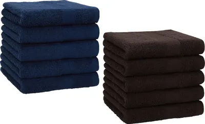 Produktbild von Betz 10 Stück Seiftücher 30x30 cm PREMIUM 100% Baumwolle  Farbe: dunkelblau und dunkelbraun