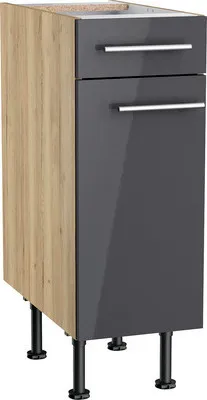 Produktbild von Optifit Unterschrank mit Schublade und Drehtür Jonte984 BxTxH 30 x 58,4 x 87 cm anthrazit glänzend zerlegt Anschlag reve