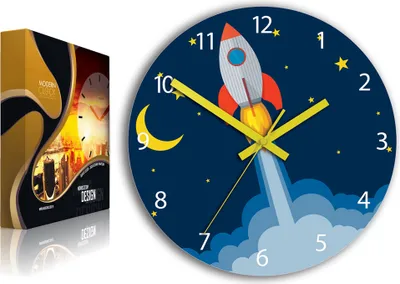 Produktbild von ModernClock, wanduhr, Silent Wanduhr, Wanduhr für Kinder, Rakete 30cm
