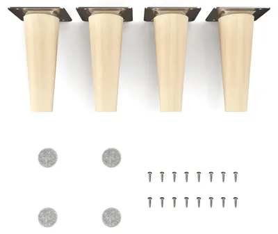 Produktbild von 4x sossai Holzfüße rund - gerade Ausführung 12cm Buche Naturbelassen