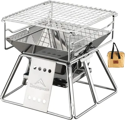 Obrázok produktu pre Mini BBQ gril 7.5 palcov, nerezová oceľ, stolný model, na kempovanie