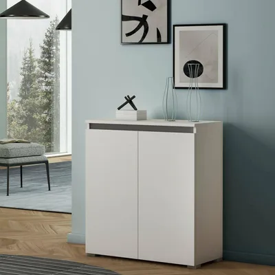 Immagine prodotto di Dmora Scarpiera Astrina 37x80x102h cm Bianco, 2 Ante 4 Vani  Italy