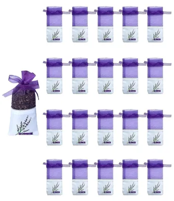 Produktbild von Lavendelsäckchen zum Befüllen - 20 Stück Organza Duftsäckchen mit Kordelzug - Anti-Motten für Kleiderschrank und Wäsche - Lila