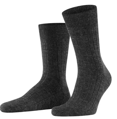 Zdjęcie produktu dla Skarpety męskie FALKE - dywan w bucie, wełna merino, gładkie kolory antracyt 43-44