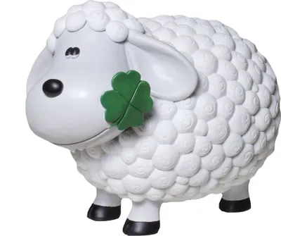 Produktbild von Dekofigur Schaf Weiss mit Kleeblatt 33cm x 23,5 cm x 22cm Gartenfigur