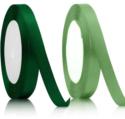 Image de Ruban satiné, 10 mm de largeur, 22 mètres, couleur verte, ruban décoratif, ruban à nœuds