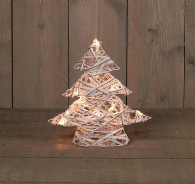 Produktbild von Dekorationsbaum Jute 30 cm, batteriebeleuchtet, 10 warmweiße LEDs, Weihnachtsdeko