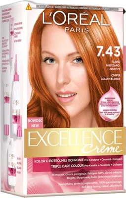 Obrázek produktu pro Lehká... Měděno-Zlatá Vlasová Barva - L'Oreal Paris Excellence Creme 7.43