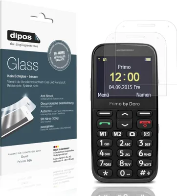 Produktbild von 2x Schutzfolie für Doro Primo 366 matt - Anti-Shock 9H Folie dipos Glass Kunststoffglas