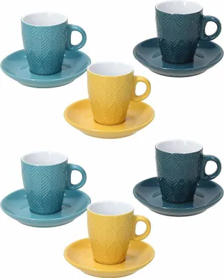 Produktbild von 6er Set Espressotassen Relief Maya aus Keramik