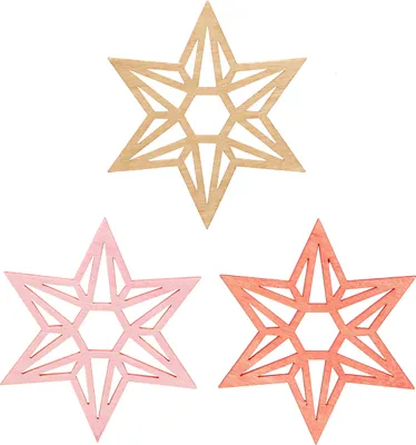 Produktbild von Holzsterne Weihnachtsdeko Orange 8cm 16 Stk DIY Kranz Tischdeko, 16 Stück