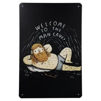 Produktbild von Welcome Mancave Man Blechschild - Wandschild - Metall Poster - Mancave Dekoration - Reklameschild - Metallschild - Spruchschild - 30 x 20 cm.