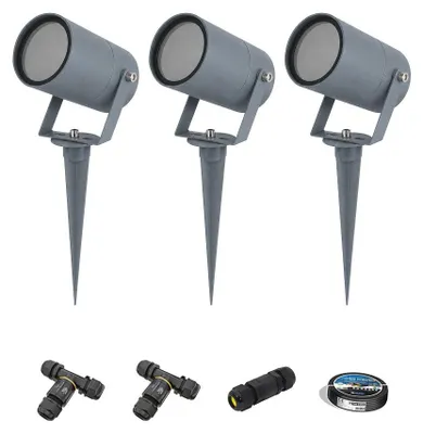 Image de HOFTRONIC - Spot à piquet extérieur LED dimmable aluminium anthracite GU10 IP65 3 pièces