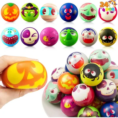 Zdjęcie produktu dla Halloweenowe kulki antystresowe 24 sztuki miękkich zabawek na imprezę