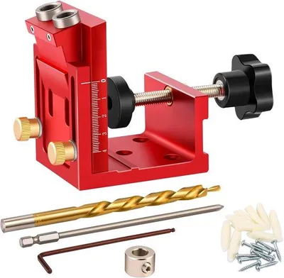 Image de Kit de perceuses pour bois – Accessoire réglable pour le travail du bois, guide de positionnement à bras incliné