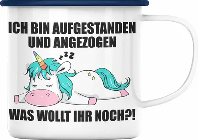 Produktbild von Trendation - Faule Kollegin Geschenk Arbeitskollege Lustige Emaille Tasse mit Spruch (Blau)