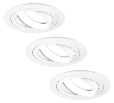 Produktbild von Ledvion 3er Set LED Einbaustrahler Rund Weiss 3W dimmbar Kaltweiss
