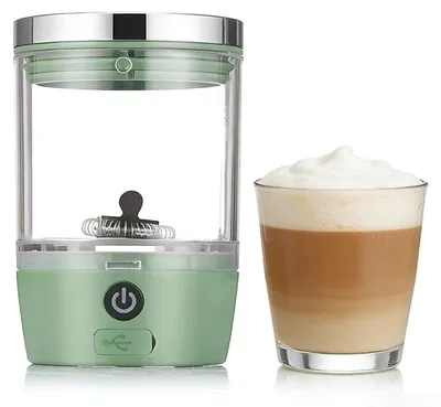 Produktbild von Zimilo Elektrischer Milchaufschäumer, Kabellos & Tragbar, 360° Magnetrührer, Ein-Knopf Bedienung, Für Latte Cappuccino & Kaffee, Grün