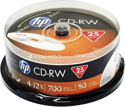Produktbild von HP CD-RW, CWE00019-3, 69313, 25-pack, 700MB, 4-12x, 80min., 12cm, bez možnosti potisku, cake box, pr