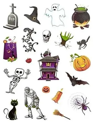 Obrázek produktu pro Dočasné tetování na Halloween, 23 kusů, barevné – Dalprint dpCraft