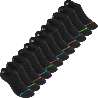 Produktbild von Footstar Damen und Herren Funktions Füßlinge (12 Paar) Unsichtbar mit Frotteesohle - Schwarz-Neon 47-50