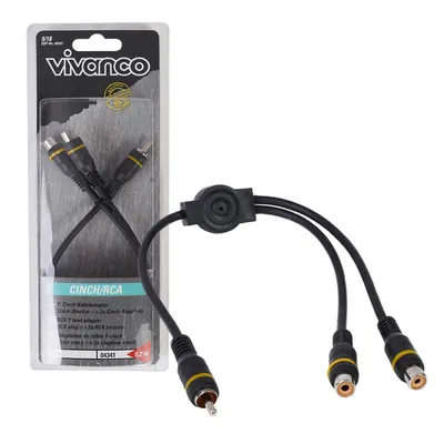 Produktbild von ViVanco™9/18, RCA, Männlich, 2 x RCA, Weiblich, 0,2 m, Schwarz