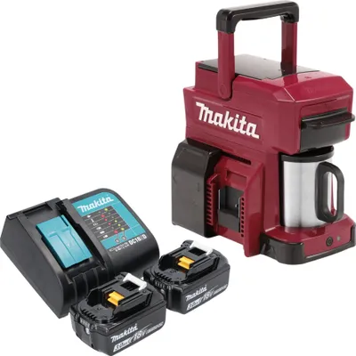 Produktbild von Makita DCM 501 SF2AR Akku Kaffeemaschine 12 V max. / 18 V Rot + 2x Akku 3,0 Ah + Ladegerät
