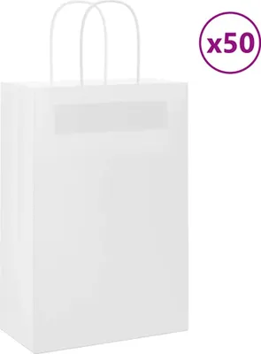 Zdjęcie produktu dla Torby papierowe 50 szt. z uchwytami białe 21x11x31 cm