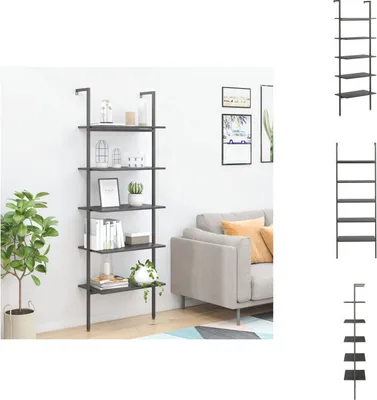 Produktbild von vidaXL Leiterregal mit 5 Böden Schwarz 64x35x185 cm -  Bücherregale & Bücherschränke