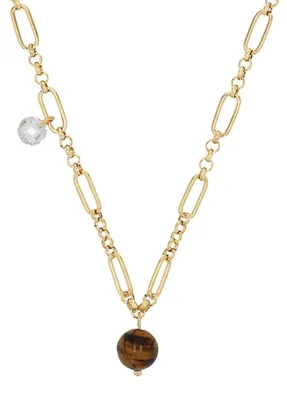 Produktbild von NOELANI Kette mit Anhänger Edelstahl Damen Halsschmuck, mit Tigerauge, 40+5 cm,