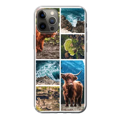 Produktbild von MuchoWow® Handyhülle Schutzhülle Hülle für iPhone 13 Pro Schottische Highlander - Natur - Collage Silikon Softcase Handy Hülle - Handy-Tasche