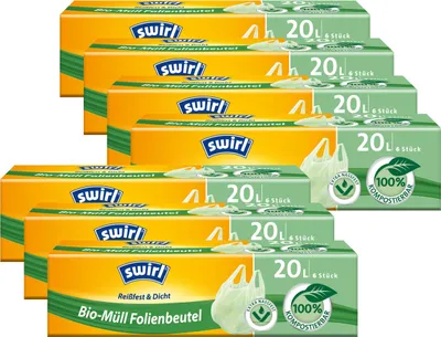 Produktbild von Swirl -Müll Folien-Beutel 20l mit Tragegriff 6stk./Rolle (7er Pack)