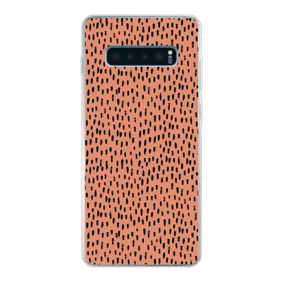 Produktbild von MuchoWow® Handyhülle Schutzhülle Hülle für Samsung Galaxy S10 Plus Polka dots - Schwarz - Orange Silikon Softcase Handy Hülle - Schutzhülle