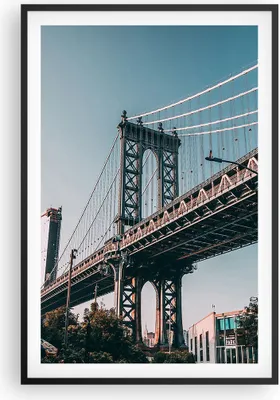 Produktbild von Gerahmtes Poster - Schwarzer Rahmen - Manhattan Brücke Brücke - 61x91,5 cm - Wand Bild - Wanddeko - Wandbilder - Kunstposter - Wandposter - Bilderrahmen - Bilder - Kunstdruck - P2BPA61x91-4675